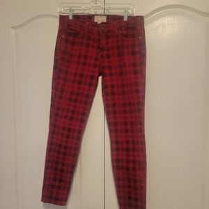 EUC Current Elliot Red Plaid Women's Jeans